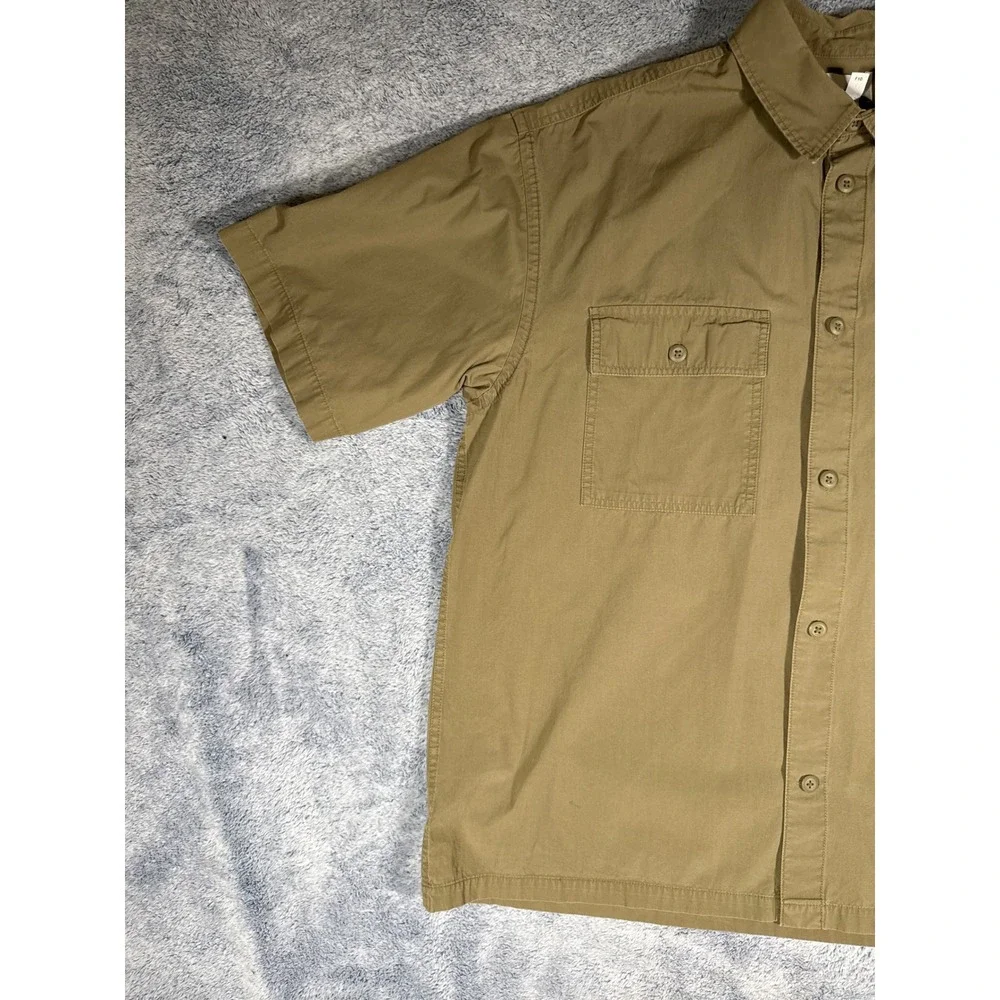 HM Relaxed Fit Short Sleeve Button Down Shirt Mens‎ XXL Tan Cotton P/N 1048599 5